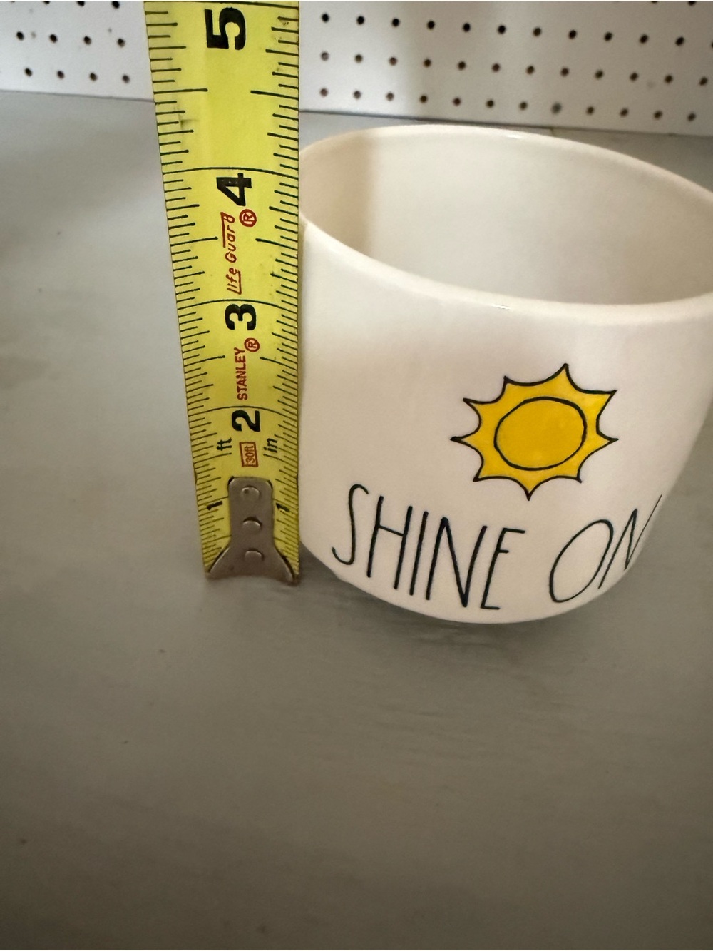 Rae Dunn White Ceramic Planter with Black Lettering and Yellow Accent - Picture 4 of 4